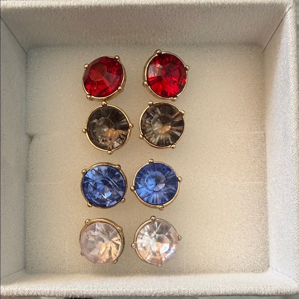 Elegant Gold-Tone Multi-Color Stud Earrings